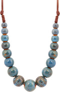 MINACHI Hippie Boho Colorful Ceramic Round Beads Strand Necklace, Bohemian Fashion Statement Jewelry Gift for Women