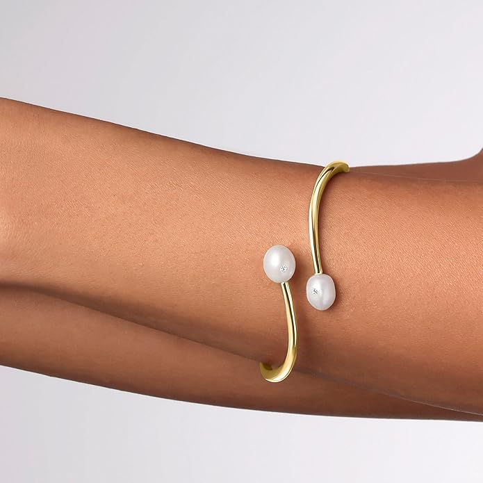 EcoGems Lab Grown Gemstone & Moissanite Bracelets – 14K White or Yellow Gold Plated Sterling Silver – Featuring Lab Grown Diamonds, Emeralds, Paraiba, Sapphire & Pearls – Sustainable Luxury Gift with Gift Box