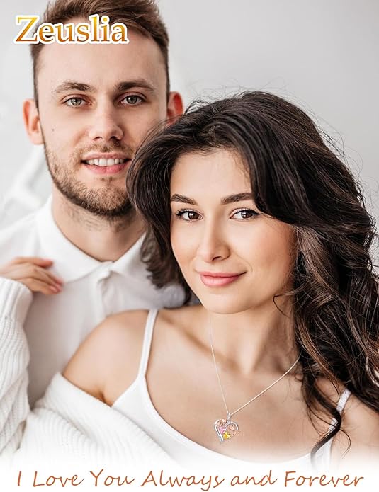 Valentine's Day Gifts for Wife 925 Sterling Silver Double Birthstone Pendant Necklaces I Love You for Always and Forever Necklace Anniversary Birthday Gifts for Wife Girlfriend Mom Her
