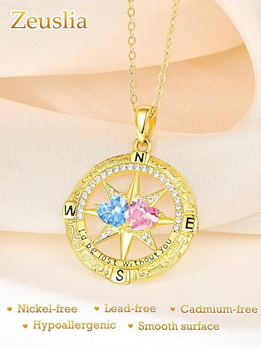 Valentine's Day Gifts for Wife 925 Sterling Silver Double Birthstone Pendant Necklaces I Love You for Always and Forever Necklace Anniversary Birthday Gifts for Wife Girlfriend Mom Her