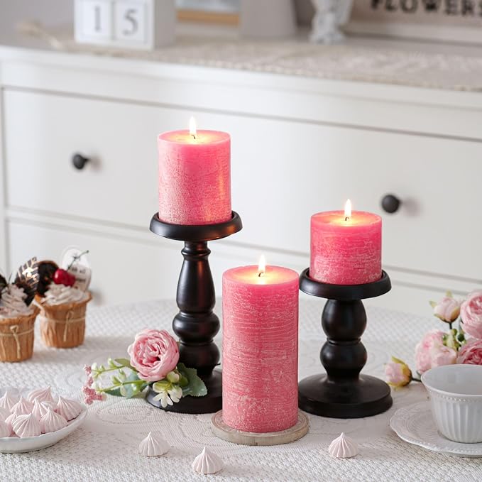 3x6 Inch Pink Pillar Candles Set of 3 - Image 5