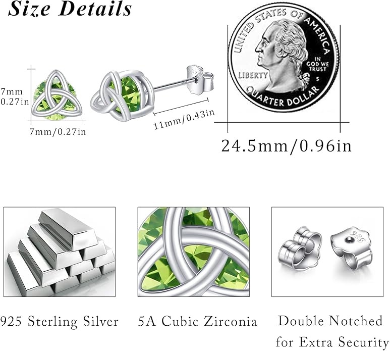 MEDWISE 925 Sterling Silver Birthstone Stud Earrings for Women Birthday Jewelry Gifts for Daughter Mother Women Valentines Day Gifts for Her