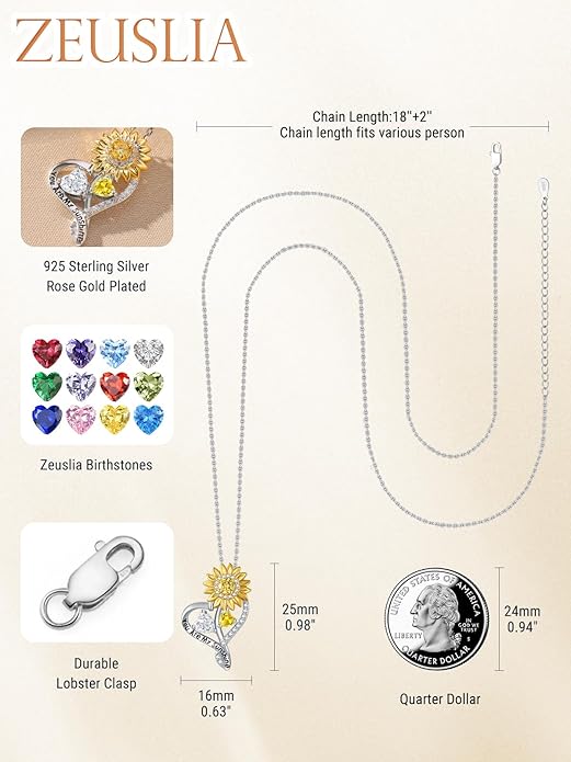Valentine's Day Gifts for Wife 925 Sterling Silver Double Birthstone Pendant Necklaces I Love You for Always and Forever Necklace Anniversary Birthday Gifts for Wife Girlfriend Mom Her
