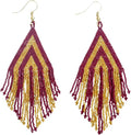 INK+ALLOY Game Day Earrings for Women, Luxe Beaded Fringe Earrings for Football Gameday Outfits, Handmade Jewelry for College Students, Team Gifts, Teachers, Football Moms