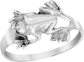 AeraVida Incredible Leaping 3D Tree Frog .925 Sterling Silver Band Ring