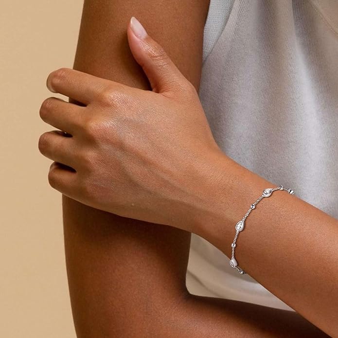 Pear Moissanite Link Bracelet, 1.75cttw D Color VVS1 925 Sterling Silver Adjustable 5-Stone Pear Bracelets for Women Mom Wife Birthday Jewelry Gifts