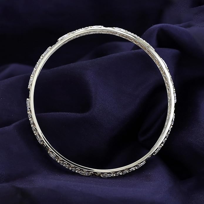 Bangle Bracelets for Women 3.65 Carat (ctw) Marquise And Round Shape Lab Grown Diamond 3-Row Cuff Bangle Bracelets In 14K Gold Over Sterling Silver Jewelry Gifts For Her Size-7.00 to 8.00 Inch
