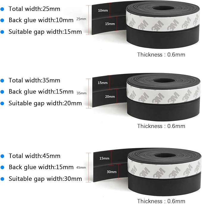 TAROSE Weather Stripping, Silicone Door Seal Strip Door, 16 Feet Long Black | - Image 2