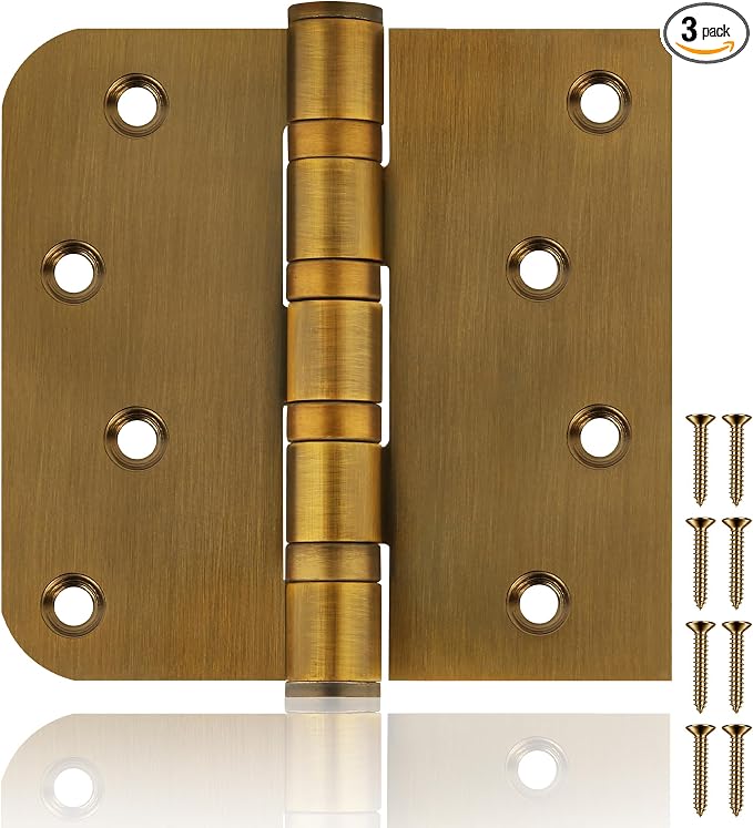 3 Pack 4 Inch Heavy Duty Door Hinges, Stainless Steel, Square and 5/8'' Radius by KOMSEN