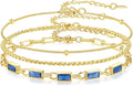 Gold Birthstone Bracelet for Women, 18K Gold Plated Layered Jewelry Bracelet Set, Womens Dainty Stackable Bracelets Link Paperclip Chain Valentines Day Gift for Wife Her