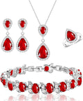 LMXXVJ Teardrop Jewelry Set for Women，Necklace Earrings Adjustable Ring Bracelet Set Fashion Formal Platinum/Gold/Rose Gold Jewelry Gift Girl/Mom/Wife/Grandmother/Best Friend/Aunt
