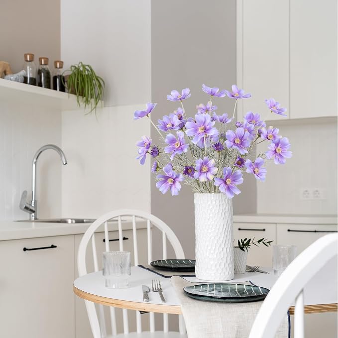 6PCS Daisy Flowers Artificial 24'' Purple Silk Flowers Fake Wildflowers Cosmos - Image 6