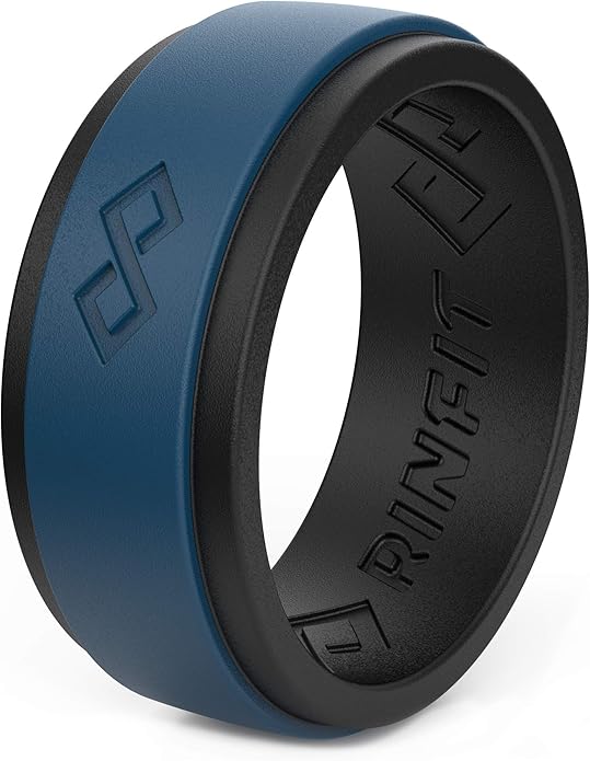 Rinfit Silicone Rings for Men 9mm Wide, 2mm Thick - Mens Rubber Wedding Bands - Infinity Ring with 2 Layers - Patented Design