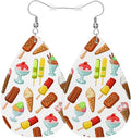 Ice Cream Leather Teardrop Earrings Cute Bright Color Chocolate Ice Cream Sweet Dessert Sundae Cone Faux Leather Water Drop Earrings Jewelry For Women Friends Wedding