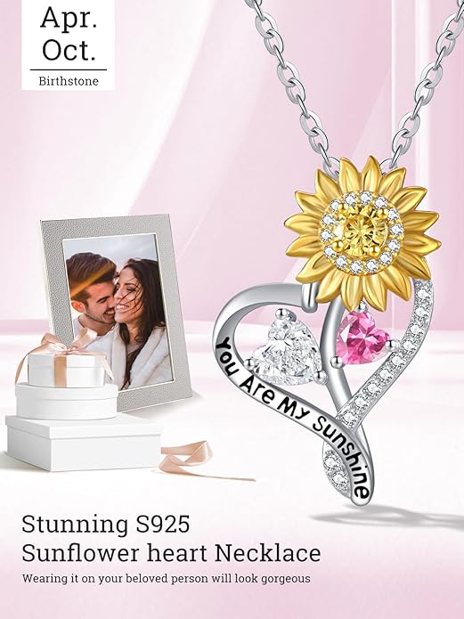 Valentine's Day Gifts for Wife 925 Sterling Silver Double Birthstone Pendant Necklaces I Love You for Always and Forever Necklace Anniversary Birthday Gifts for Wife Girlfriend Mom Her