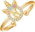 Unicorn Rings Gifts for Girls - Adjustable Initial Ring Dainty Cute Unicorn Rings for Girl Teens Little Girls Jewelry Birthday Gift