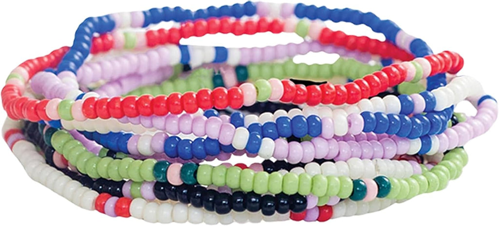 INK + ALLOY 10-Strand Stacking Beaded Bracelets for Women – Mixed Patterns Bracelet Stack - Adjustable Stretch Fit - Handmade Boho Bracelets for Women - Perfect for Any Occasion