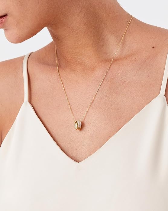 14K Gold Plated CZ Minimalist Dainty Pendant Necklace | Gold Necklace for Women | Daily Wear Gold Jewelry
