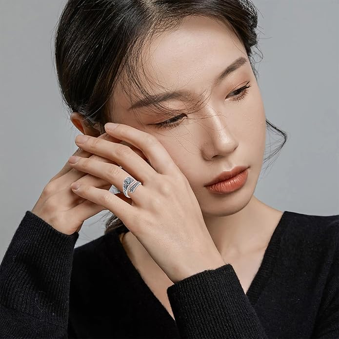 Spoon Ring for Women S925 Sterling Silver Dragonfly Ring Adjustable Thumb Rings Jesus Fish Rings Spoon Jewelry for Brithday Christmas
