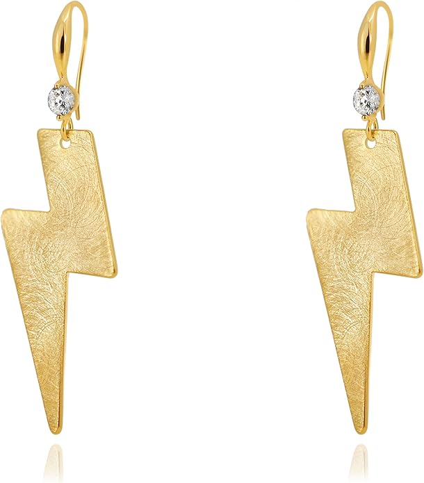 OZEL Gold Dangle Earrings for Women Brushed Finish, Matte Gold Statement Jewelry, 14k Gold Plated