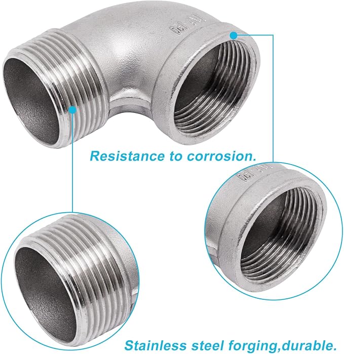 90 Degree Elbow Fittings 1PCS, 1-1/4" NPT Male X 1-1/4" NPT Female 304 - Image 3