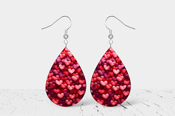 Teardrop Wood Earrings Light Weight Printed Image Dangle Jewelry, Fun and Funky