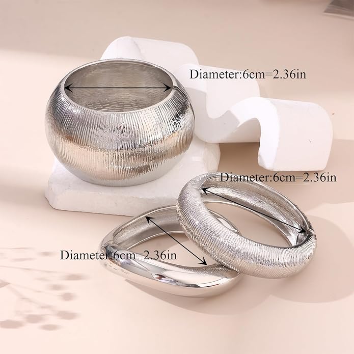 SAMOCO 3Pcs Chunky Gold Bangle Bracelets for Women Trendy Wide Wrist Cuff Bracelets Stack Statement Bangle Fashion Gifts