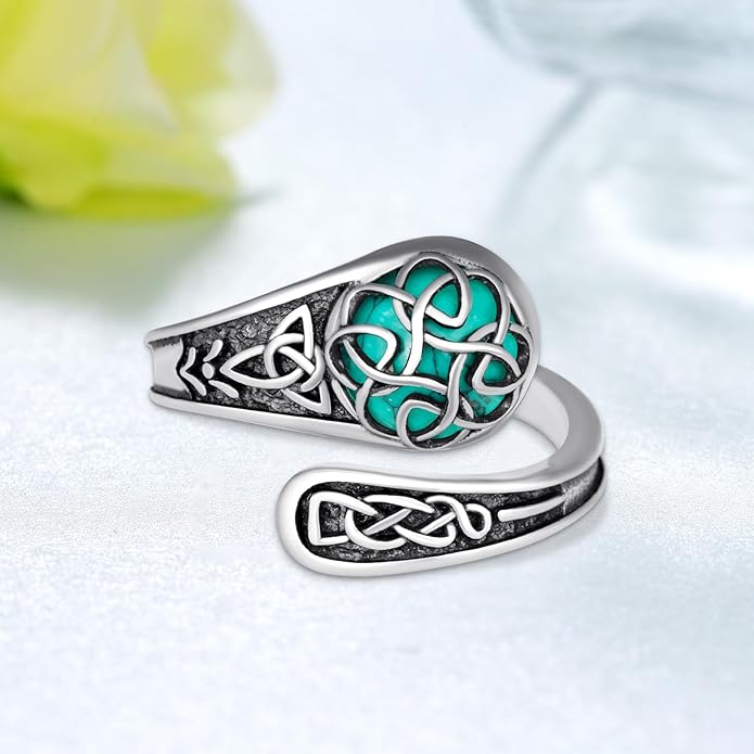 Spoon Rings for Women 925 Sterling Silver Turquoise Spoon Rings Vintage Thumb Rings Jewelry Gifts for Women Men
