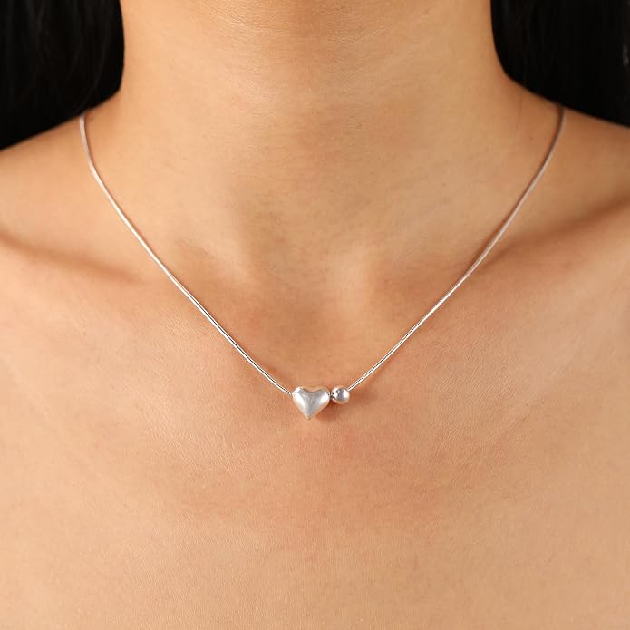 LOVECOM Valentines Gifts S925 Sterling Silver Heart Necklace for Women Dainty 14k Gold Plated CZ Infinity Double Cross Star Pendant Choker Necklaces Trendy Bead Chain Jewelry Gifts for Mom Daughter