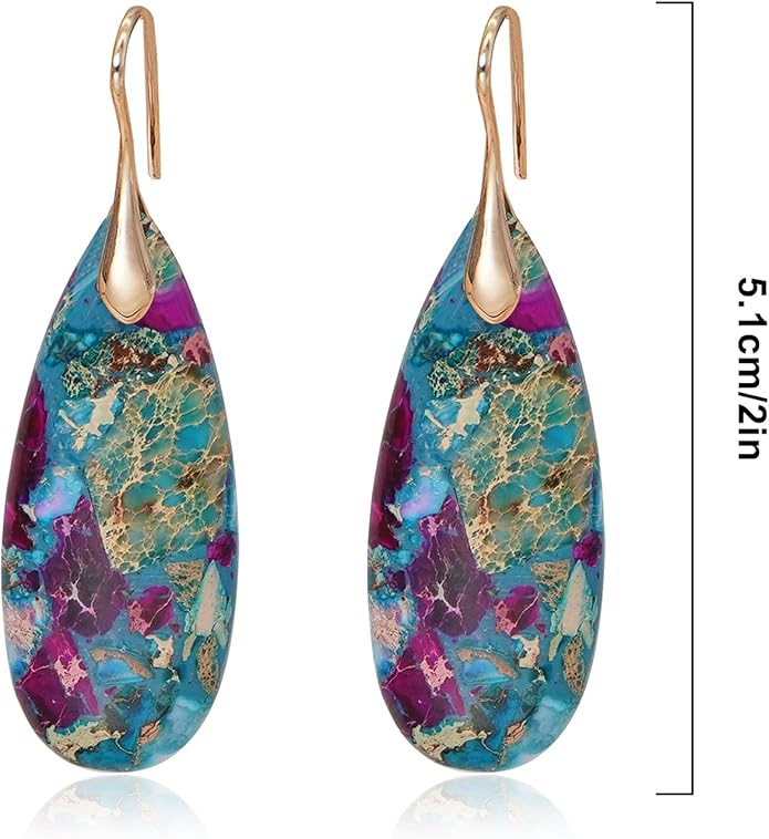 Natural Stone Earrings Waterdrop Stone Dangle Earrings for Women