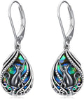 Animal Earrings 925 Sterling Silver Abalone Shell Dangle Drop Earrings Leverback Earrings Cute Animal Jewelry Gifts for Women Girlfriend