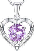 Heart Moissanite Birthstone Necklaces Anniversary/Birthday/Best Friend/Girlfriend/Wife Gifts for Her 925 Sterling Silver Pendant Necklace for Women