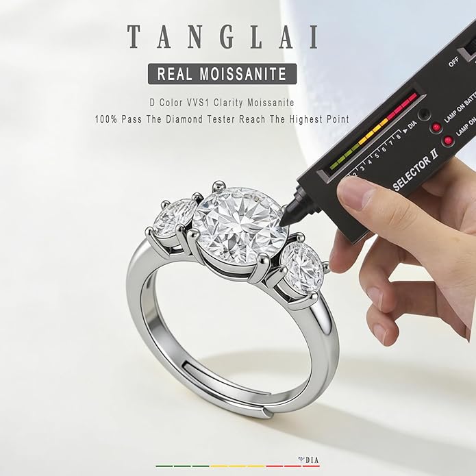 Engagement Rings for Women, Wedding Band for Women，Brilliant D Color VVS1 Clarity Lab Created Rings 14K White Gold Vermeil Ring for Women Jewelry Gifts Adjustable Ring 4-10