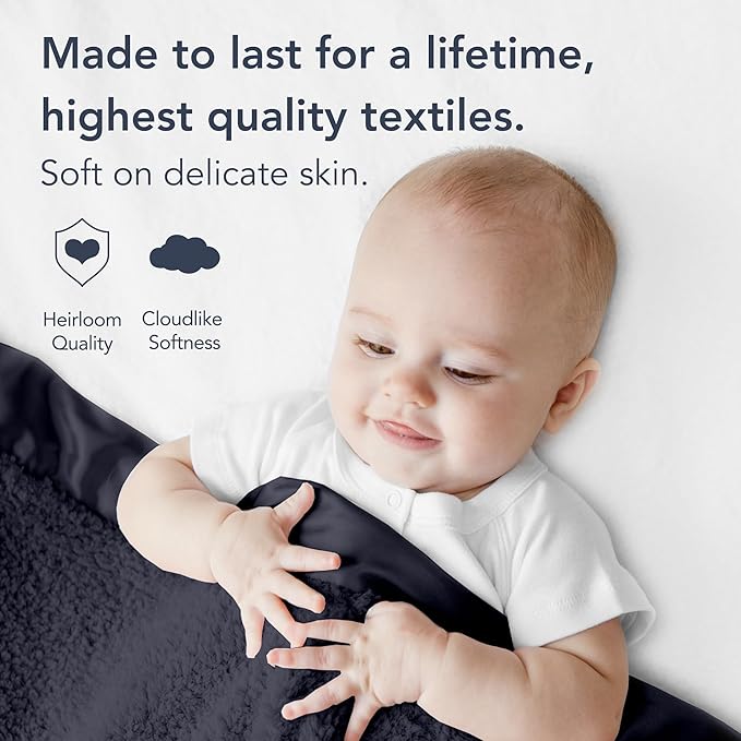 Little Giraffe Chenille Baby Blanket – 29x35” Soft Chenille with Satin Trim, Midnight | Ultra-Soft, Gentle & Safe, Lightweight & Breathable for Newborns & Toddlers