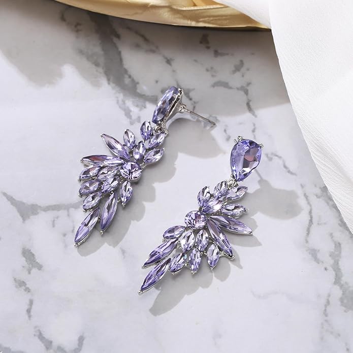 BriLove Women's Wedding Bridal Crystal Teardrop Multi Marquise Cluster Bling Dangle Earrings