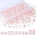 LAIDANLA 800PCS Glass Beads Pink Color Crystal Beads Assorted Crystal Beads with Container Box for DIY Necklace Bracelet Earring Jewelry Making