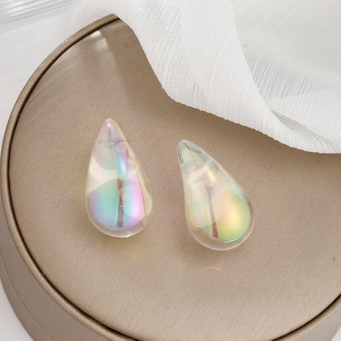 Chunky Acrylic Hoop Earrings, Lightweight Waterdrop Hoops Earrings, Hypoallergenic Trendy Jewelry for Women