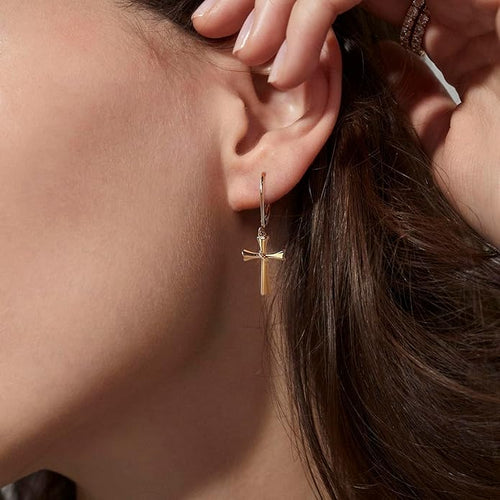 14K Gold Earring Cross Waterdrop Butterfly Heart Knot Earrings for Women Gold Silver Cross Leverback Drop Gold Silver Teardrop Hoop Dangle Earring White Gold Dangle Drop Earring