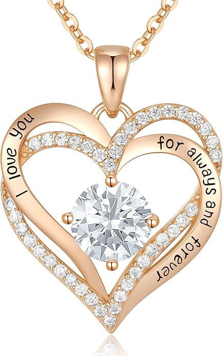 CDE Valentine's Day Gift Forever Love Heart Necklaces for Women, Wedding Anniversary, Birthday Mothers Christmas Day Gifts for Mom, Mother, Wife, S925 Silver Jewelry with Birthstone Pendant