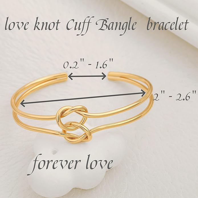 POTESSA 18K Gold Plated Cuff Bracelets Adjustable Dainty Bangle Handemade Jewelry for Women