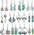 12 Pairs Teardrop Druse Crystal Drop Dangle Earrings for Women Cubic Zirconia Huggie Hoop Earring Jewelry Set Christmas Gifts