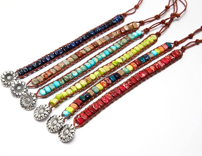 ZOSOJONA 7 Chakra Bracelet Bohemian Handmade Leather Wrap Healing Protection Natural Stone Yoga Beaded Bracelets Boho Friendship Jewelry