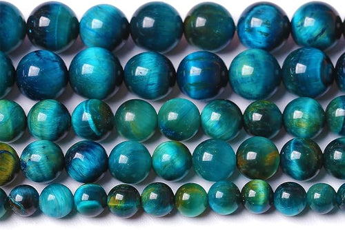 12mm 32PCS Peacock Blue Tiger Eye Stone Beads Natural Crystal Spacer Loose Beads for Jewelry Making DIY Bracelet Semi Precious 1 Strand 15 inches
