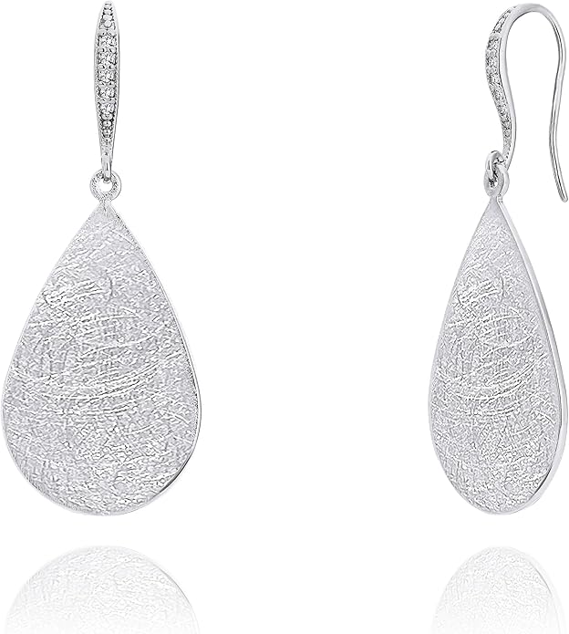 OZEL Gold Dangle Earrings for Women Brushed Finish, Matte Gold Statement Jewelry, 14k Gold Plated