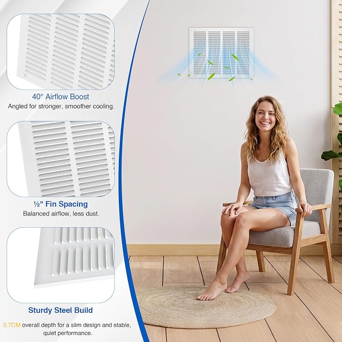 Fancat 16x12 Duct Opening | Steel Return Air Grille | Vent Cover Grill - Image 5
