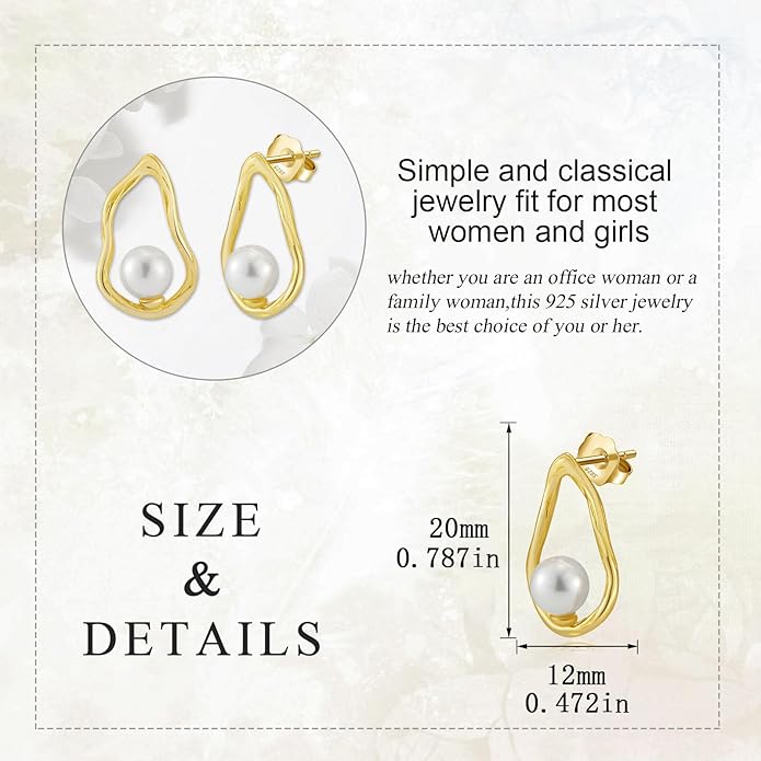 VONALA Silver/Gold Seashell Pearl Dangle Earrings 925 Sterling Silver Beach Drop Dangle Earrings Starfish Leverback Earrings Ocean Jewelry Gifts for Women