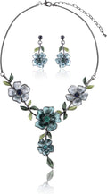 AMYJANE Vintage Statement Jewelry Set - Spring Leaf Flower Floral Plant Necklace Earring Set Crystal Rhinestone Fashion Costume Jewelry for Women Prom Party Unique Gift