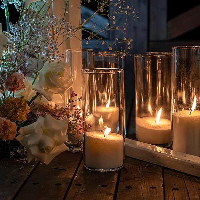 SUPMIND 6Pcs Glass Cylinder Vases, Hurricane Candle Holder Small Floral Vases - Image 4