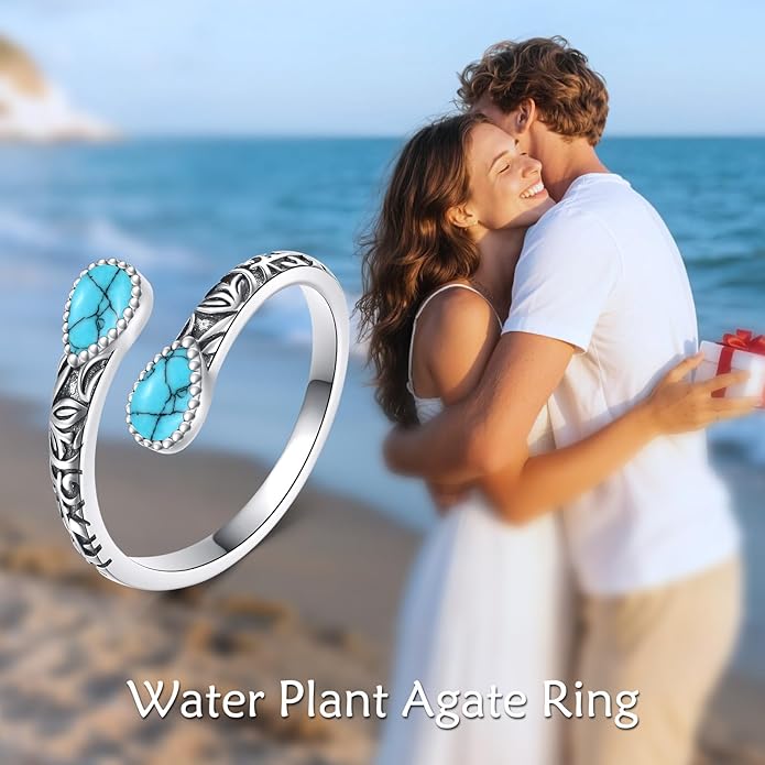 Turquoise Ring 925 Sterling Silver Adjustable Vintage Ring Turquoise Jewelry Gifts for Women