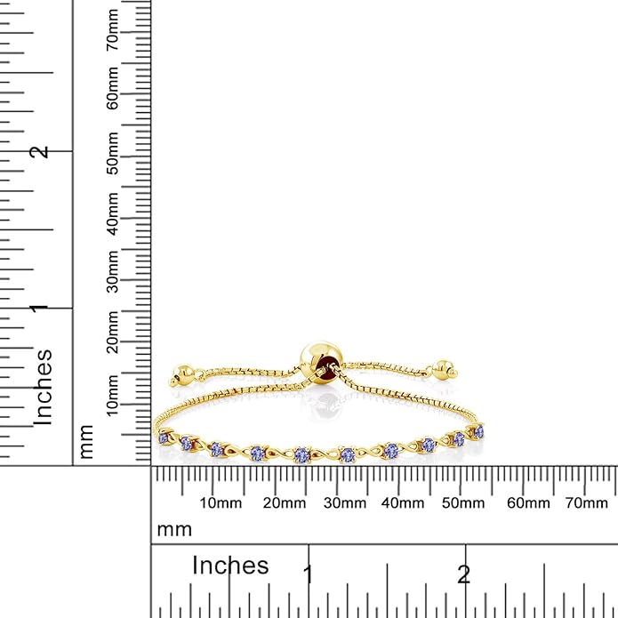 Gem Stone King Round Gemstone Birthstone Tennis Bracelet For Women | 925 Sterling Silver | 2.5MM Round | Fits Up To 9 Inch Wrist | Adjustable Bolo Bracelet For Women | Easy-On Easy-Off